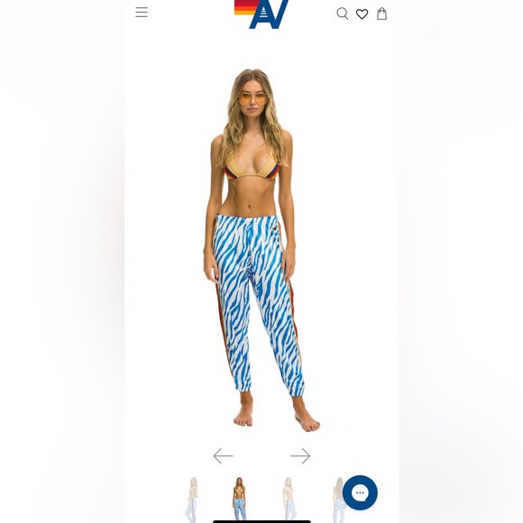 AVIATOR NATION UNISEX VELVET RELAXED ZIP HOODIE & SWEATPANTS SET- BLUE TIGER - Picture 8 of 9